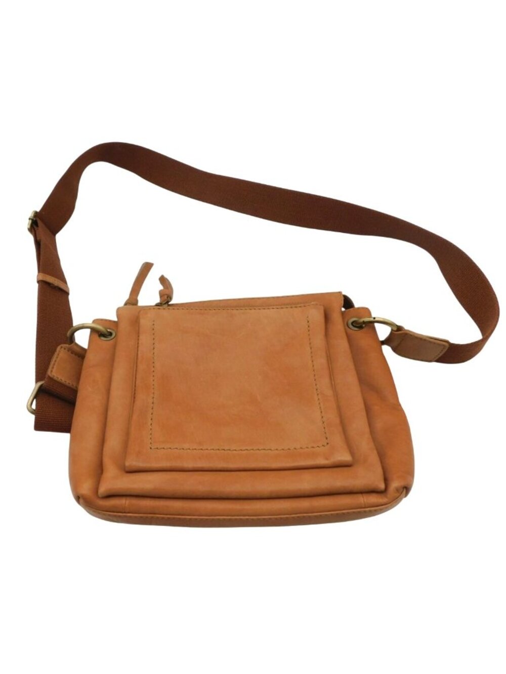 Brown Leather Crossbody Bag With Adjustable Strap & Multiple Compartments Purse